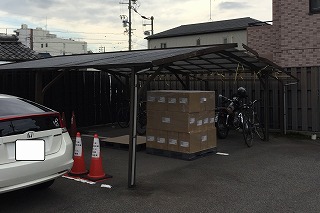 台風被害の自転車置き場