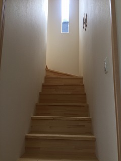天然木の階段